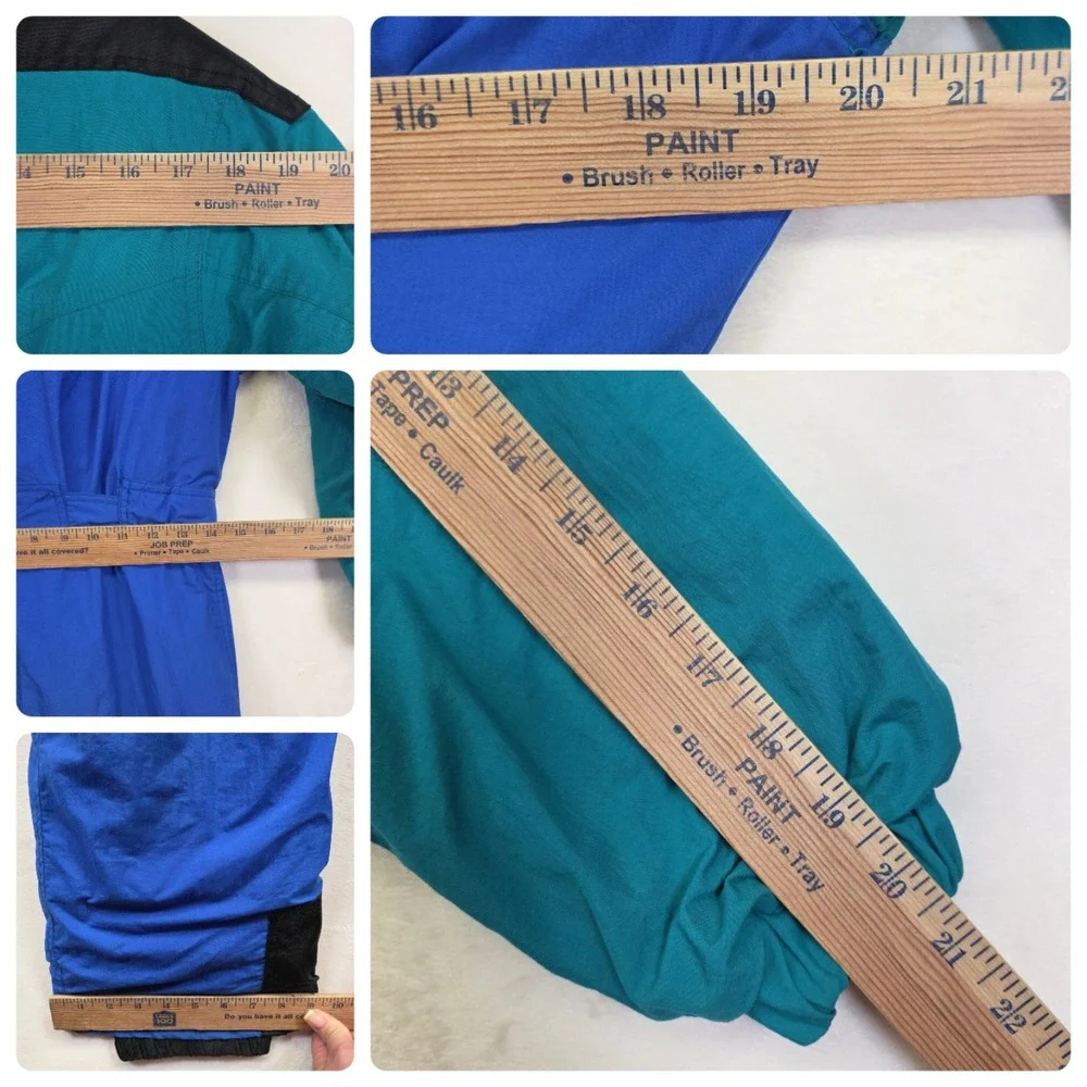 Vintage Inside Edge Ski Suit Youth L‎ Blue Retro Colorblock One Piece Snowboard
